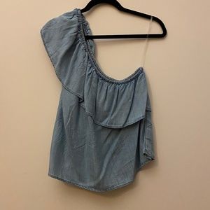 One-shoulder Denim Top